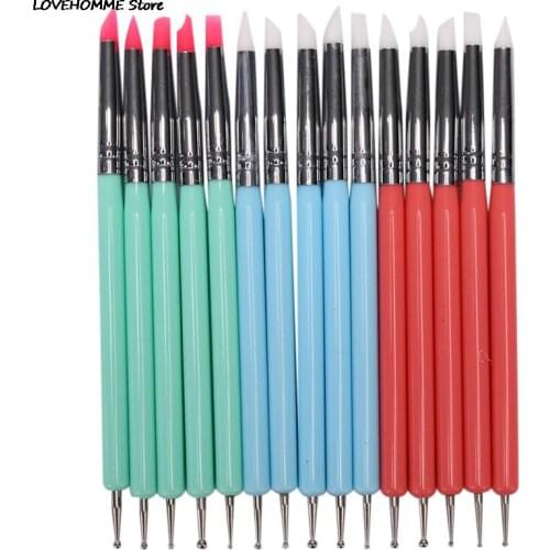 5pcs/set 2 Way Pottery Clay Ball Styluses Tools Polymer Clay Sculpture Tool Nail Art Carving Tools Silicone Shapers Dotting Tool