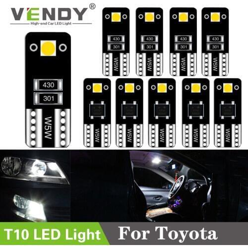 10pcs W5W Car LED Light T10 Lamp Bulb For Toyota Corolla Camry 40 Prius RAV4 Tundra auris yaris hilux avensis t25 chr wish verso