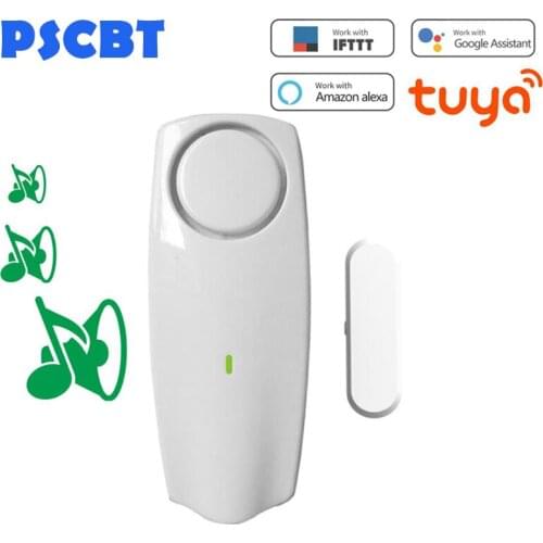 Wireless Tuya Music Window Door Sensor Smart Opening Detector Independent Alarm Alexa Google Home IFTTT for Home Burglar Alarm