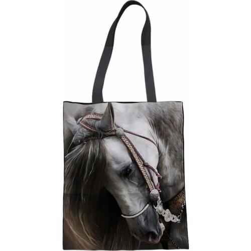 Noisydesigns Ladies Handbags Reusable Shopping Bag Teen Girls School Bag Female Soft Large Bags For Beach Horse Bag Women