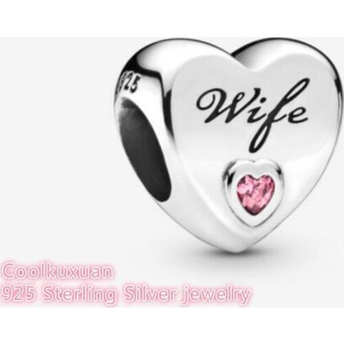 Autumn 100% 925 Sterling Silver Wife Love Heart Charm beads Fits Original Brand bracelets Jewelry Making
