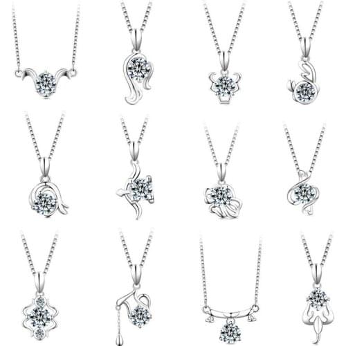 Geoki 925 Sterling Silver Passed Diamond Test 1 Ct Perfect Cut D Color VVS1 Moissanite Cute Constellation Pendant Necklace Chain