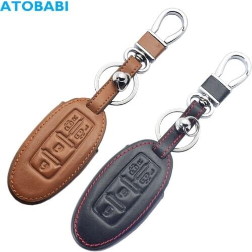 Real Leather Car Key Case For Nissan Quest MPV Elgrand NV200 Evalia Serena 5 Buttons Remote Fobs Skin Bag Keychain Keys Cover