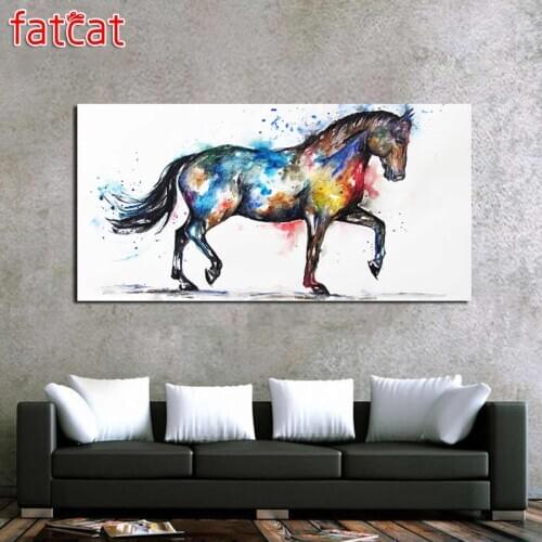 FATCAT Color unicorn abstract animals Large Diy Diamond Painting Full square round drill 5d Diamond Embroidery Mosaic AE1259