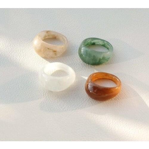 Ins Wind Round Transparent Resin Ring Creative Simple Girl Fashion Tail Rings For Women Engagement Ring New 2021 Gift