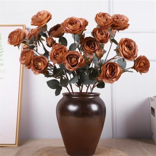 Artificial Flowers Retro Silk Rose Bouquet Hydrangea Peony Vintage Bride Holding Fake Flower Home Wedding Decoration Accessories