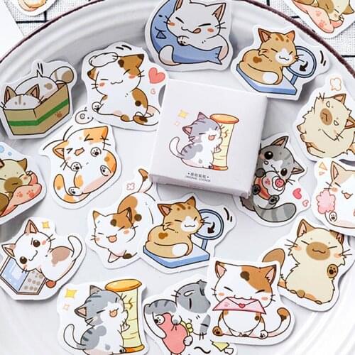 Stationery School Supplies Cartoon Cat Sticker Cute Nice Gift Self Adhesive DIY Scrapbook Graffiti Stickers Multi Purpose 1Pack