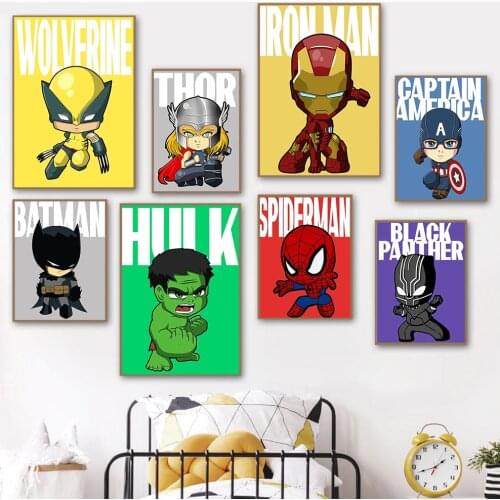 Marvel Cartoon Avengers HD Canvas Painting Superhero Iron Man Art Posters and Prints Wall Print Pictures Kids Room Home Decor