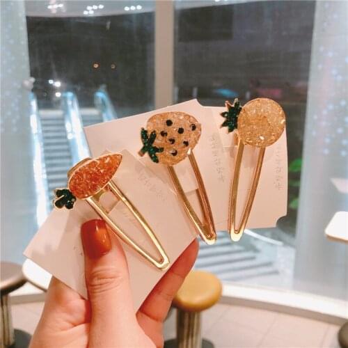 Korean Version Of Simple Fruit Hairpin Summer Style Full Diamond Duckbill Hair Ornament