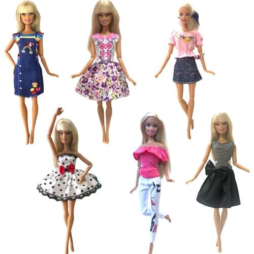NK 6 Set/Lot Hot Sell Doll Outfits Top Fashion Dress Party Clothes For Barbie Doll Baby Toys Best Girls' Gifts Child Toys DZ