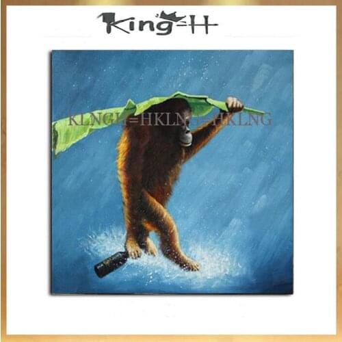 Best Art Handmade Monkey Oil Painting On Canvas Living Room Home Decor Wall Paintings Working Orangutan Animal Pictures