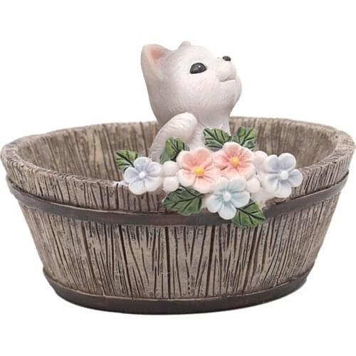Miniature Resin Rural Style Planting Pot with Cute Cartoon Animal Succulent Flower Pot Micro Landscape Decorations B1