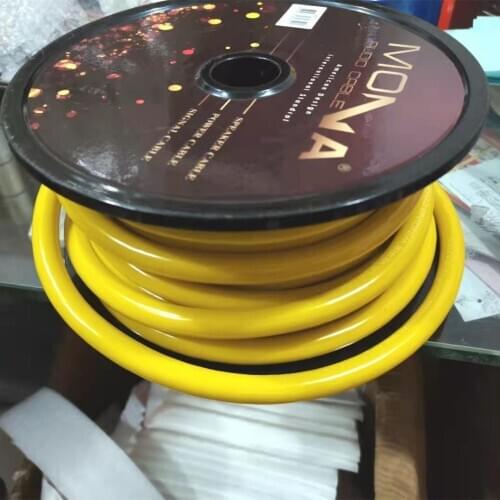 Car Modified Subwoofer Amplifier Standard Pure Copper Wire Power Cord Control Line Yellow Power Cord 2GA A Roll of 15 Meters