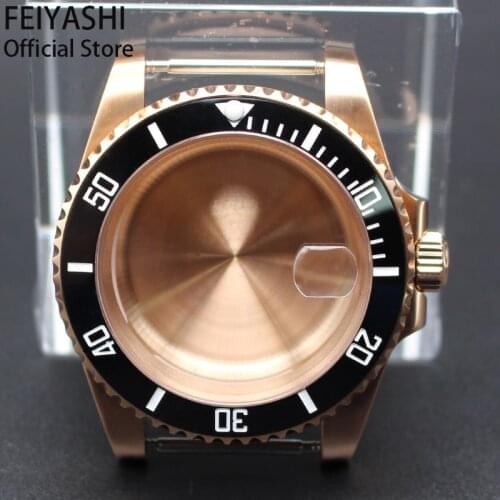 Submariner 40MM 316L Stainless Steel Mens Rose Gold Watches case Ceramic Bezel accessories 28.5MM dial nh35,36 movement Sapphir