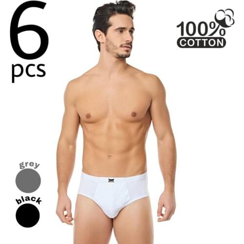 Underwear Man Underwear % 100 Cotton High QUality Men 'S Briefs Panties 6 Pieces Package Made in Turkey Black white gray