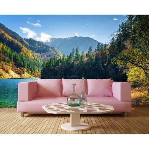 Lake Mountains Forests Scenery Nature 3d Landscape wallpaper,living room TV sofa wall bedroom restaurant mural papel de parede