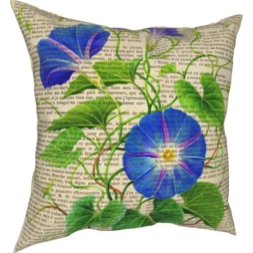 Botanical Print On Old Book Page Pillowcase Printed Polyester Cushion Cover Decorative Pillow Case Cover Sofa Zipper 45*45cm