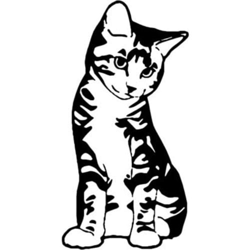 Lifelike Kitten Cat Sitting Cute Animal Decals Fashion Decorative Decals Personalized Pvc Anti-UV Waterproof Decals Black/white
