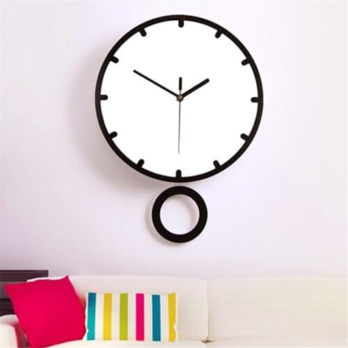 Modern Creative Swing Wall Clock Pendulum Black Frame Simple Fashion Personality Mute Quartz Clocks Living Room Home Decoration