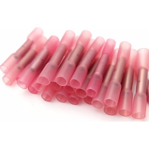 100pcs 18-22 GA Heat Shrink Terminals Heat Shrink Butt Wire Connectors Crimp Terminals Kit 0.5-1.5 Square Millimeters