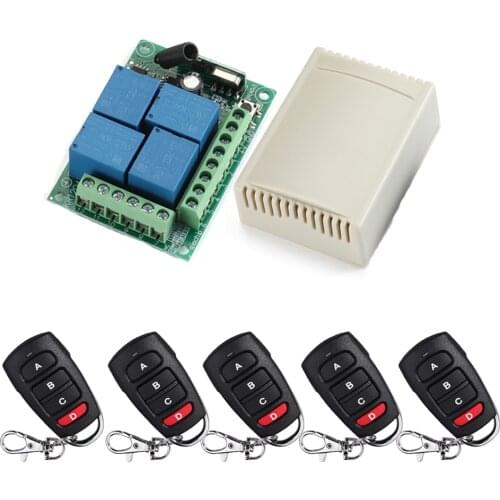 QIACHIP 433Mhz Universal Wireless Remote Control Switch DC 12V 4 CH RF Relay Receiver Module + RF Remote 433 Mhz Transmitter Diy