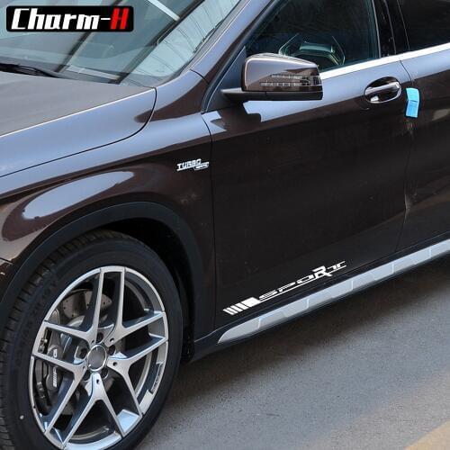 2 Pieces Sport Side Door Racing Vinyl Decal Stickers for Mercedes Benz W176 W117 C117 W212 W203 W204 W205 C63 CLA GLA A 45 AMG