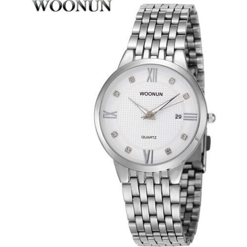 Woonun Mens Silver Watch
