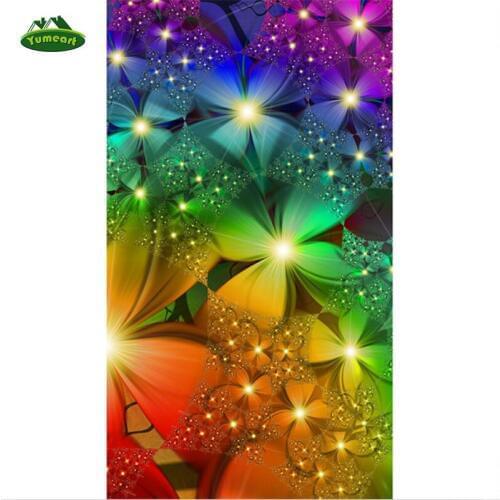 YUMEART Diamond Drawing Crystal Flower Home Decoration Needlework Diamond Embroidery Cross Stitch Colorful Flowers Wall Art