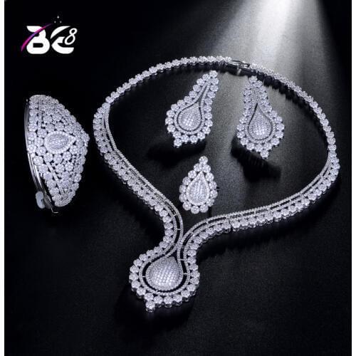 Be 8 Luxury Nigerian Woman Wedding Fashion African Beads Jewelry Set Wedding Bridal AAA CZ Jewelry Set Dress Accessories S187