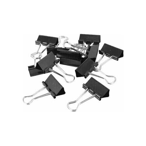 12Pcs 31mm Width Black Metal Office File Ticket Paper Binder Clips Tool