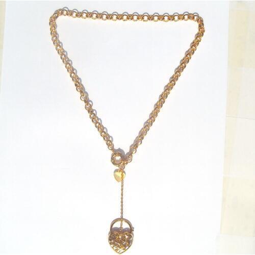 Ladies 3D Filigree Heart Pendant & Necklace 18 k GF Yellow Fine Gold Filled Layered Eternal Classics Ten-year sales champion