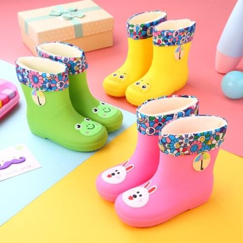Animal childrens rain boots warm and cotton rain boots anti-slip PVC boys and girls