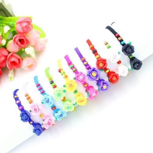 10 Colors Acylic Beads Flower Charm Bracelets & Bangles for Women Wooden Diy Beads Bracelets for Best Friend