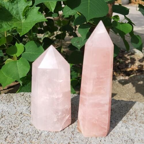 200-500g Natural rose crystal wand pink quartz point gemstone tower Mineral Specimen healing 1pcs