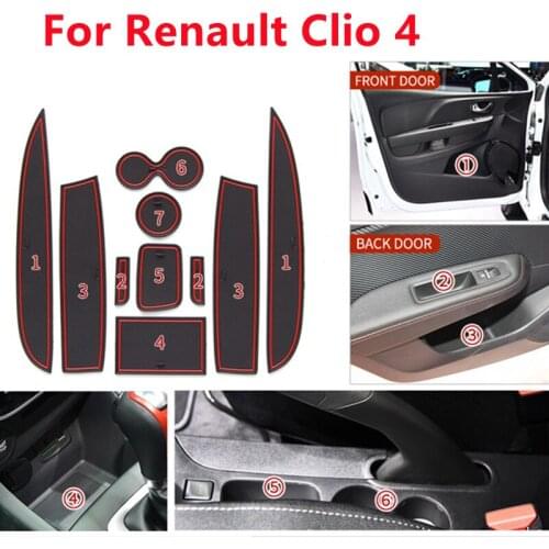 3D Rubber Mat For Renault Clio 4 Lnterior Anti Slip Mat Door Slot Pad Cup Cushion Groove Mat Car Accessories