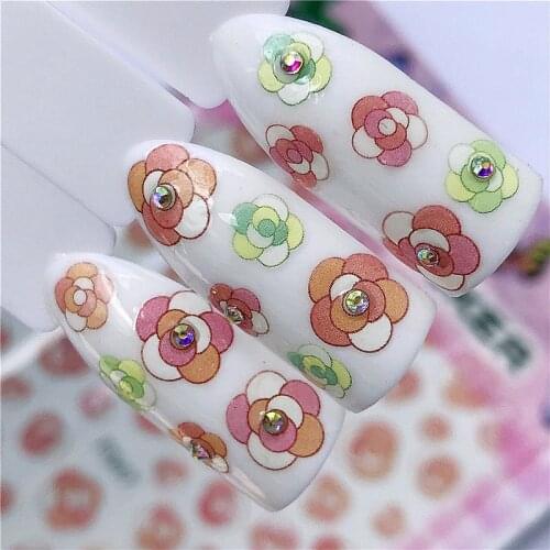 4 Sheets Lot Self-adhesive 3D Nail Sticker Flowers Series Manicure Decals Nail Art Decoration Supplies Tool F New Arrive