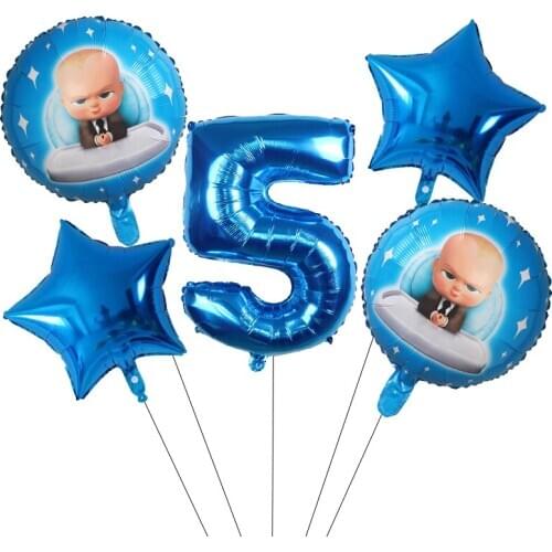 5pcs Boss Baby Balloon 30 inch Number Foil Helium Balloons Baby Shower 1st Birthday Theme Party Decoration Latex Air Globos Ball