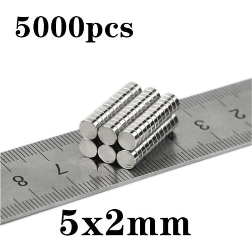 5000pcs Neodymium N35 Dia 5mm X 2mm Strong Magnets Tiny Disc NdFeB Rare Earth For Crafts Models Fridge Sticking Free Shipping