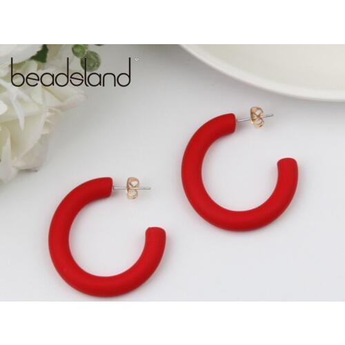 Beadsland Acetic Acrylic Hoop Earrings C Shape Ellipse Candy Color Fashion Classic Woman Girl Party Festival Hot Sell Gift 40387