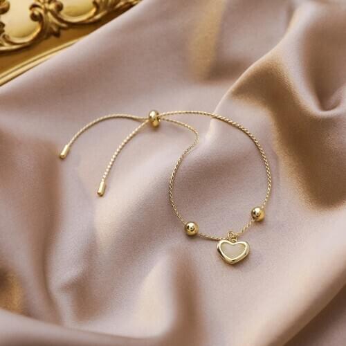 Simple Cats Eye Love Bracelet Minority Ins Design Girls Gold Plated Pull-out Bracelet