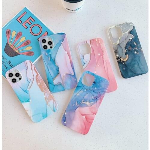Retro Phone Case For iPhone 12 Mini 11 Pro X XR XS Max 7 8 Plus SE 2 Colorful Abstract Marble Watercolor Soft IMD For iPhone 12