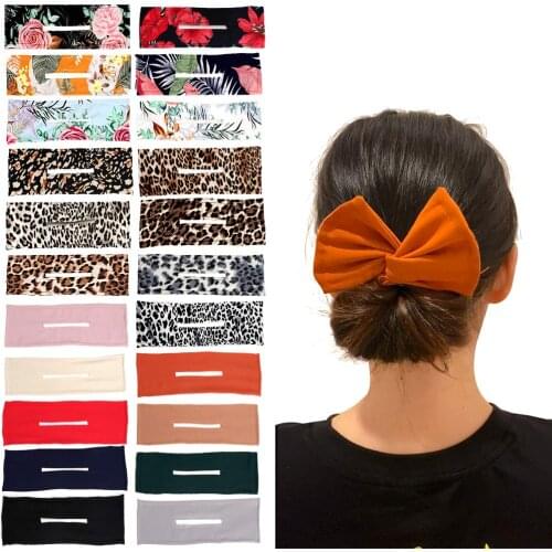CN Deft Bun Women Fashion Fabric Hair Bands Hair Rope Summer Knotted Wire Headband Print Hairpin Knotted Wire Headband