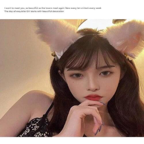 Hot Sale Solid Color Cute Imitation Animal Cat Long Fur Ears Shape Hair Clip Halloween Party Headwear