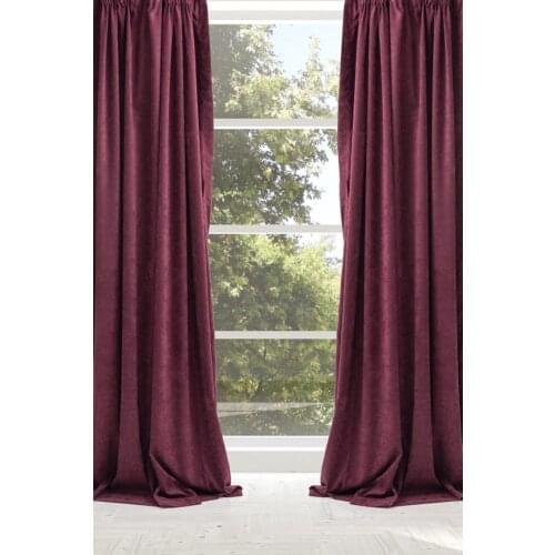 Velvet Look Ready Made Cherry Drapery Pleated Curtain