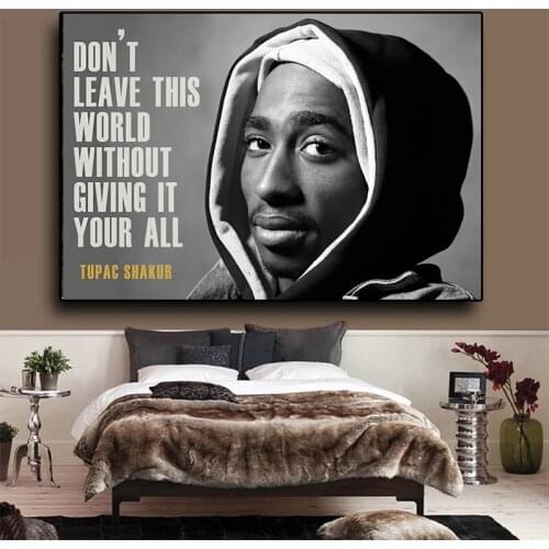 Black Figure Art Star Rapper Tupac Canvas Painting Wall Art Posters Prints Wall Picture for Living Room Home Wall Cuadros Decor