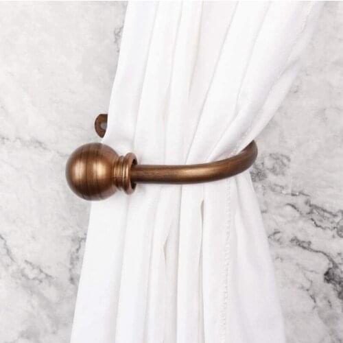 Set of 2 Metal Decorative Curtain Holdbacks Wall Mounted Window Drapery Tiebacks for Bedroom with Screws Bronze
