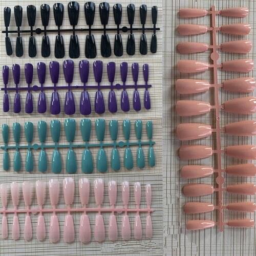 24pcs Detachable Oval Waterdrop Coffin Fake Nail Art Tip French Acrylic Full Cover Tips Set DIY Manicure Extension Tools