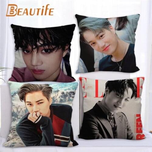 Custom EXO KAI HOT KPOP Pillowcase 45X45cm Wedding Decorative Eco-Friendly Cotton Linen Fabric Pillow Case