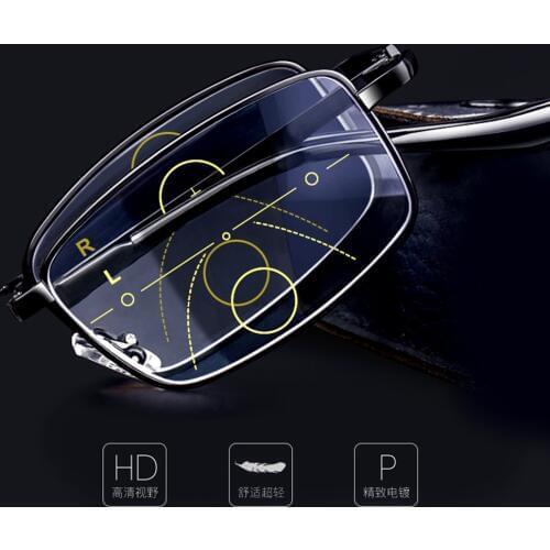 NOMANOV Fold Portable See Far and Near Multifunction Anti-blue Light Progressive Multifocal Reading Glasses Add 75 to Add 400