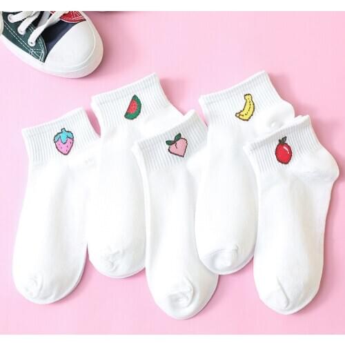 Colorful fruit Invisible Short Woman Sweat summer comfortable cotton girl womens boat socks ankle low female 1pair=2pcs ws194
